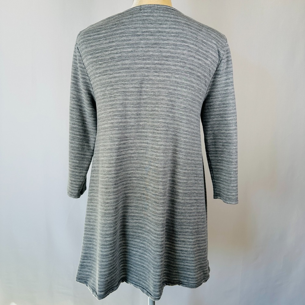 Garnet HIll Dress Women M Gray Striped Jersey 3/4 Sleeve Leisure Stretch Minimal - Picture 7 of 12